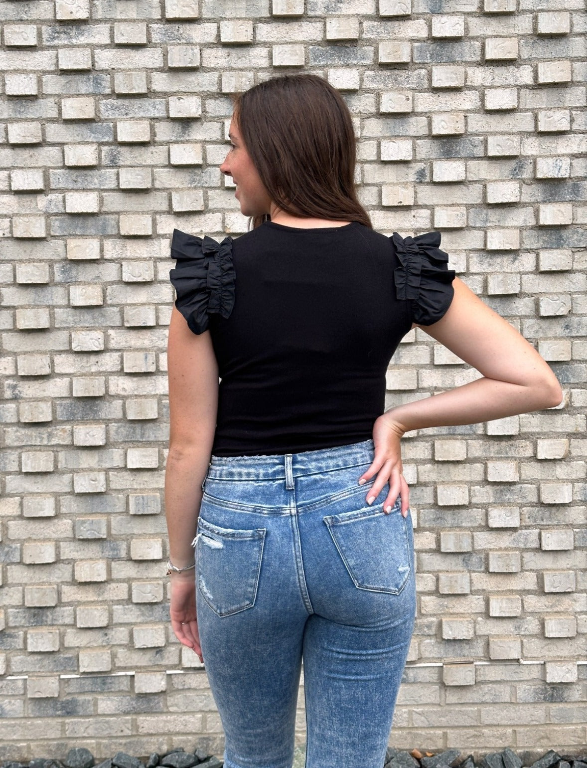 The Cora Ruffle Shoulder Top