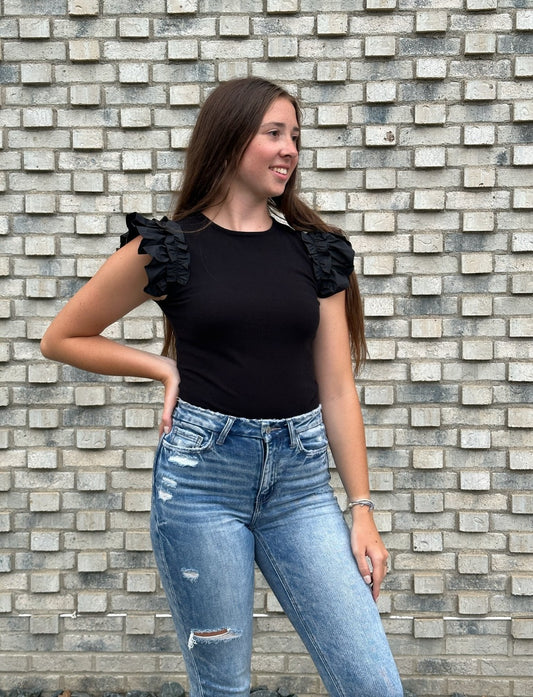 The Cora Ruffle Shoulder Top